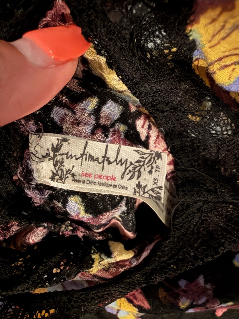 Free People Black Maxi Dress with Pink & Yellow Floral Accents - Picture 2 of 4
